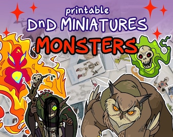 DnD PRINTABLE MOB MINIATURES, DnD Minis, Dungeons and Dragons, ttrpg, DnD DiY game supplies, DnD character art, DnD monster, Custom DnD mini