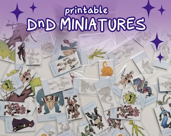 DnD PRINTABLE MINIATURES, DnD Minis, Dungeons and Dragons, ttrpg, DnD DIY game supplies, DnD character art, DnD monster, Custom DnD mini
