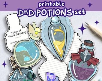 DnD PRINTABLE POTIONS, Dungeons and Dragons, Ttrpg, DnD handout, DnD Printable, DnD merch, Dungeon Master, DIY DnD item, Game accessories