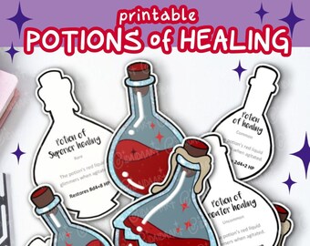 DnD POTION of HEALING, Dungeons and Dragons, Ttrpg, DnD handout, DnD Printable, DnD merch, Dungeon Master, Healing Potions DnD, DIY DnD item