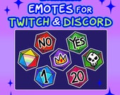 DnD Twitch EMOTES bundle, D&D Discord icons, Dungeons and Dragons, twitch sub emotes, d20 text emotes, twitch badges, Discord Emotes Pack