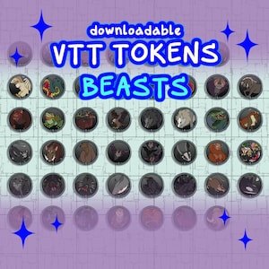 VTT BEAST TOKENS, Dungeons and Dragons-Minis, digitale ttrpg Miniaturen, Roll20, Gießerei-Vtt, Fantasy-Gelände, herunterladbare Kampfkarten-Token