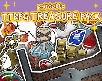 TREASURE CHEST kit, DnD printable, Dungeons and Dragons, Ttrpg Handout, Game Accessories, Tabletop storage, DIY DnD merch, Dungeon Master