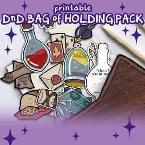 DnD BAG of HOLDING PACK, DnD imprimível, Dungeons and Dragons, DnD Handout, DnD acessório, armazenamento, item de jogo, produtos DiY DnD, Dungeon Master