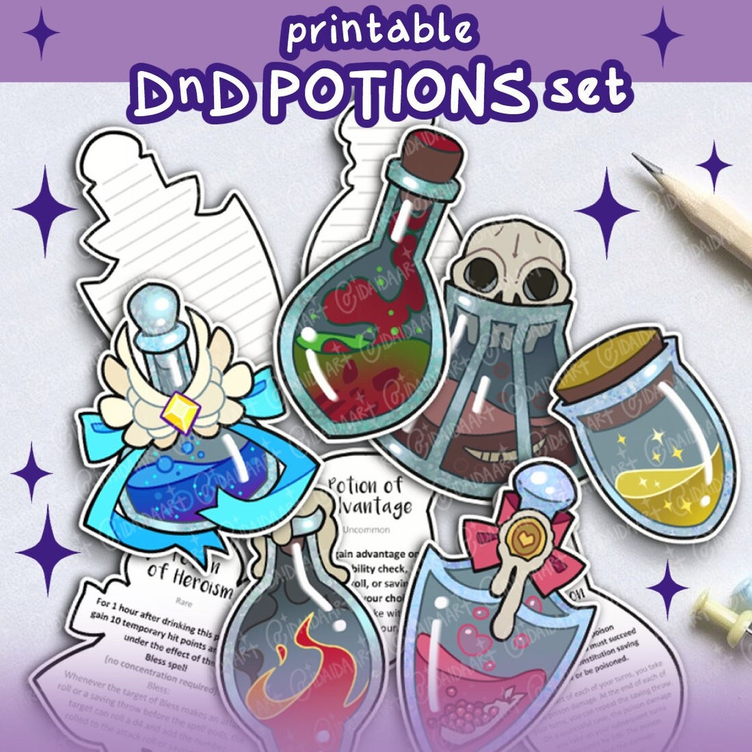 Dnd PRINTABLE POTIONS, Dungeons and Dragons, Dnd Handout, Dnd Printable, Dnd Merch, Dungeon ...