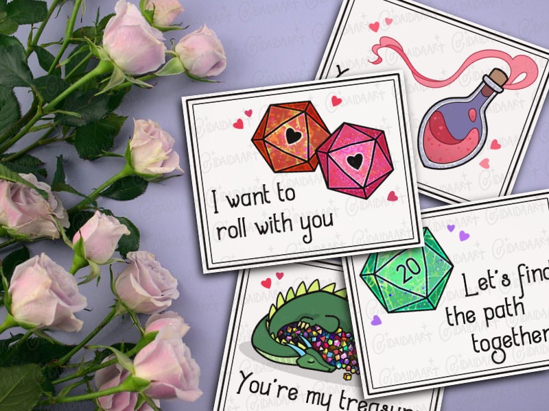 Printable DND Valentines Cards, TTRPG Love Cards, Valentine Gift Ideas ...