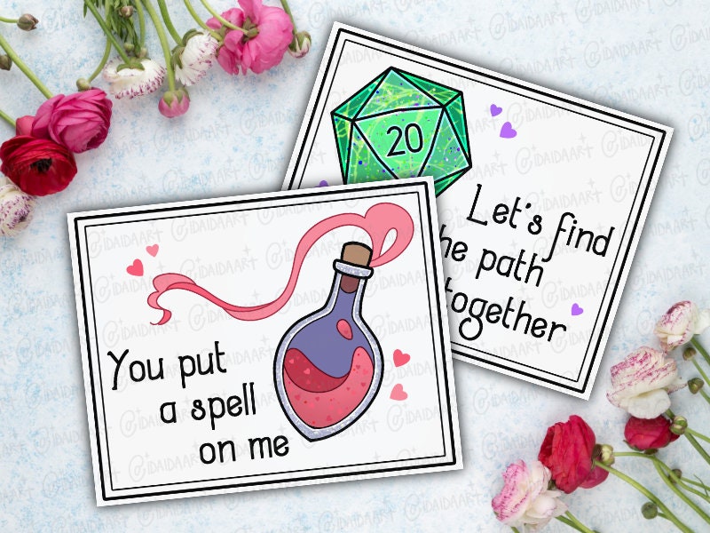 Printable DND Valentines Cards, TTRPG Love Cards, Valentine Gift Ideas ...