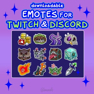 DnD Twitch EMOTES bundle, D&D Discord icons, Dungeons and Dragons, twitch sub emotes, d20 text emotes, twitch badges, Discord Emotes Pack