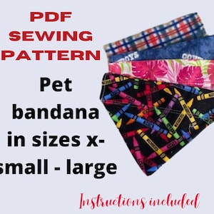 PDF Pattern,  Pet bandana sewing pattern,  Over the collar cat bandana, Over the collar dog bandana, pet scarf