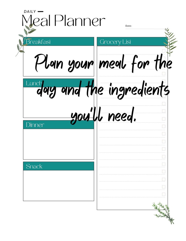 Printable Meal Planner, Downloadable Meal Planner, Minimalist Meal ...