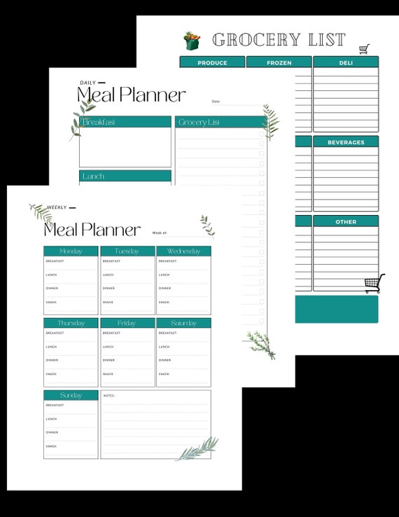 Printable Meal Planner Downloadable Meal Planner Minimalist | Etsy
