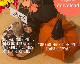 Pumpkin PDF Sewing Pattern, Pumpkin Sewing Pattern, digital fall sewing patterns, Easy pumpkin pattern digital downloads