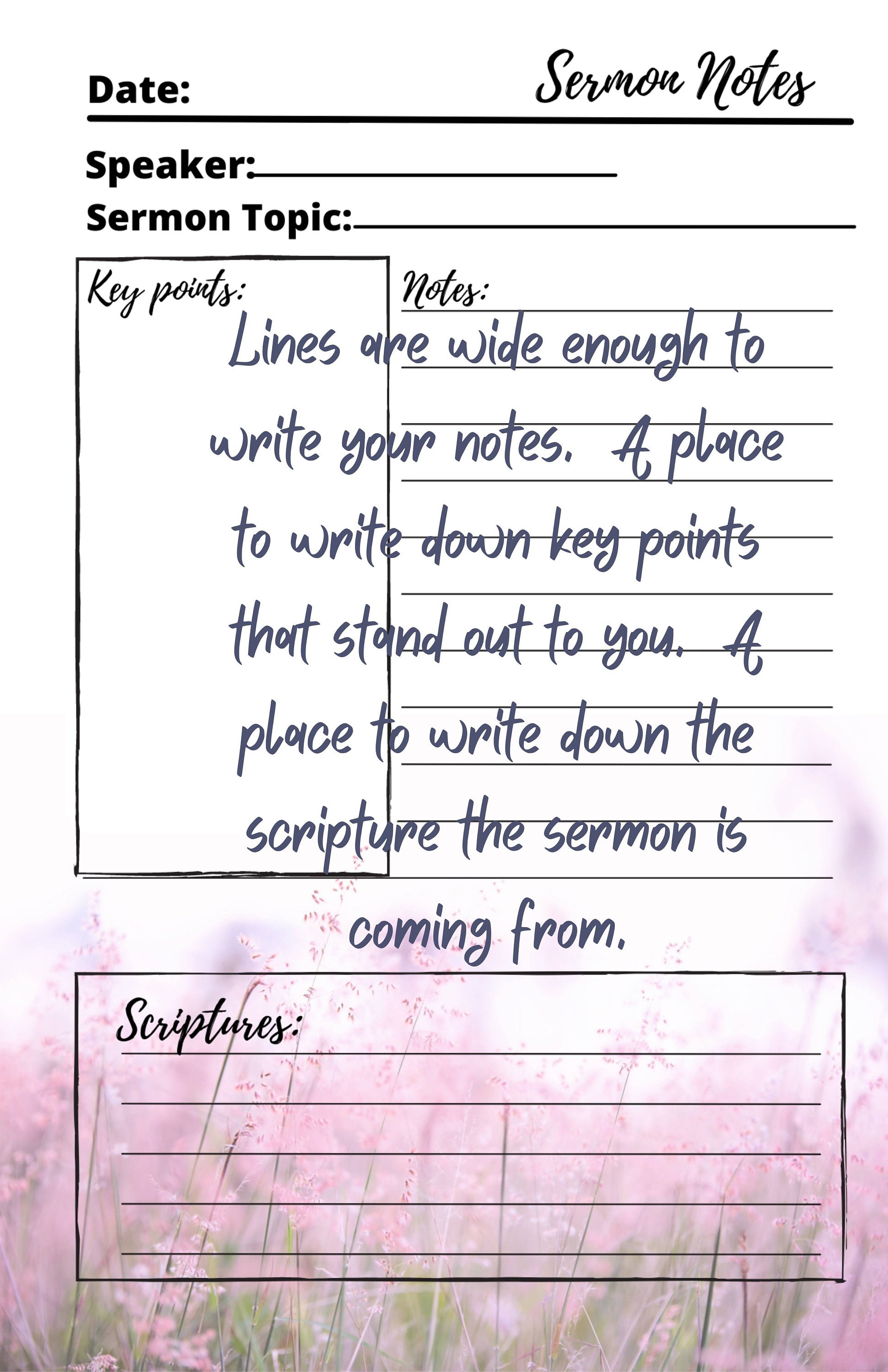 Sermon Journal Planner, Bible Study Journal, Printable Sermon Planner ...