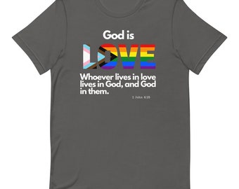 God is LOVE, gay Christian t-shirt, gay t-shirt, Love, bible verse, Love verse, queer Christian, bible quote, lgbt, inclusive tee, LGBTQ+