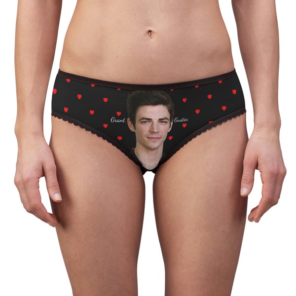 Grant Gustin  Poka heart Knickers, Women's Briefs add your message to the back all sizes available