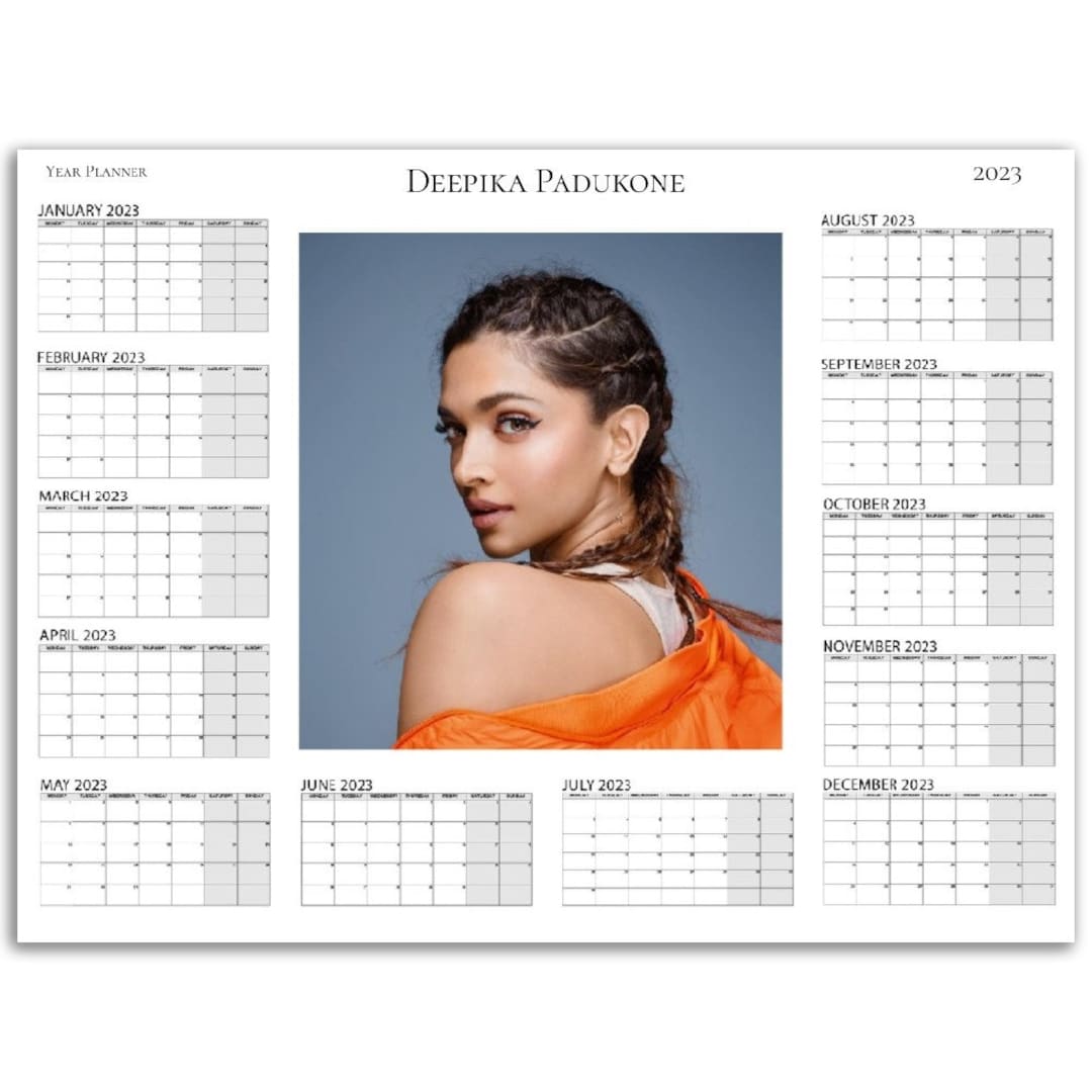 Deepika Padukone Yearly Planner Calendar 2023/24 Personalised Large