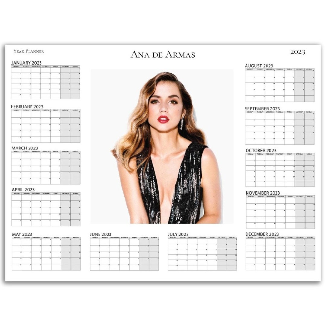 Ana De Armas Yearly Planner Calendar 2023/24 Personalised Large Sizes