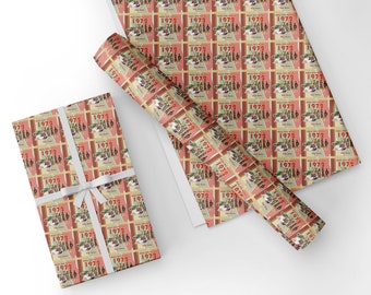 Personalised 50th Birthday Gift Wrapping Paper, all sizes available Prenasalise with your name