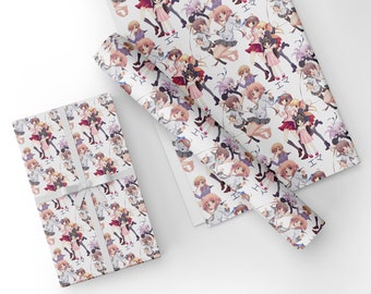 Personalised Anime Birthday Gift Wrapping Paper, all sizes available Personalise with name in Japanese