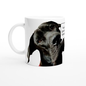 Alano personalizzato con il tuo messaggio nel fumetto. Tazza in ceramica