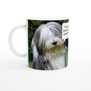 Bearded collie Personalised With Your Message in speech bubble. Ceramic Mug