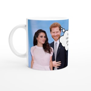 Prince Harry and Megan Markle | Thought Bubble | Personalised with your message | White 11oz Ceramic Mug