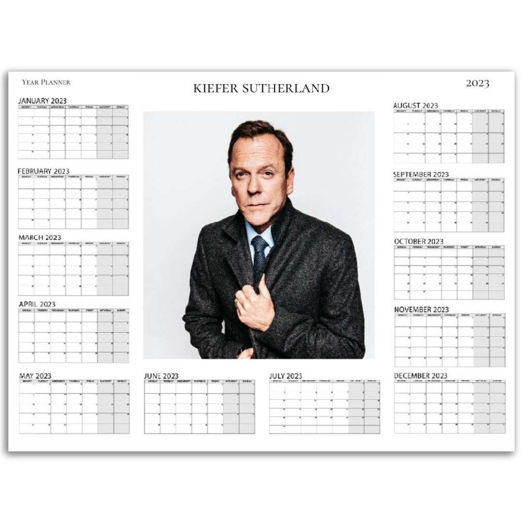 Kiefer Sutherland Yearly Planner Calendar 2023/24 Etsy