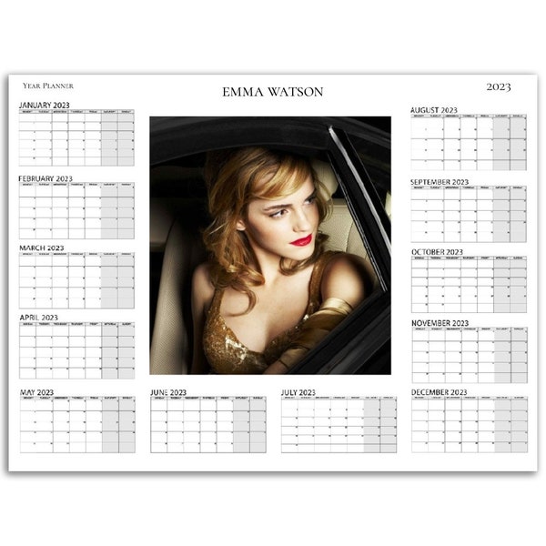 Emma Watson Yearly Planner Calendar | 2023/24 | Personalised | Large sizes available"