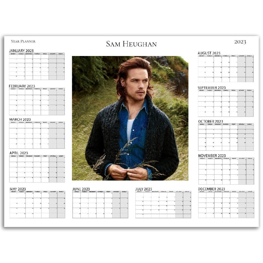 Sam Heughan Yearly Planner Calendar 2023/24 Personalised Large Sizes