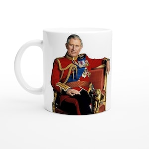 Prince Charles to King Charles III Coronation 2023 White Ceramic Mug