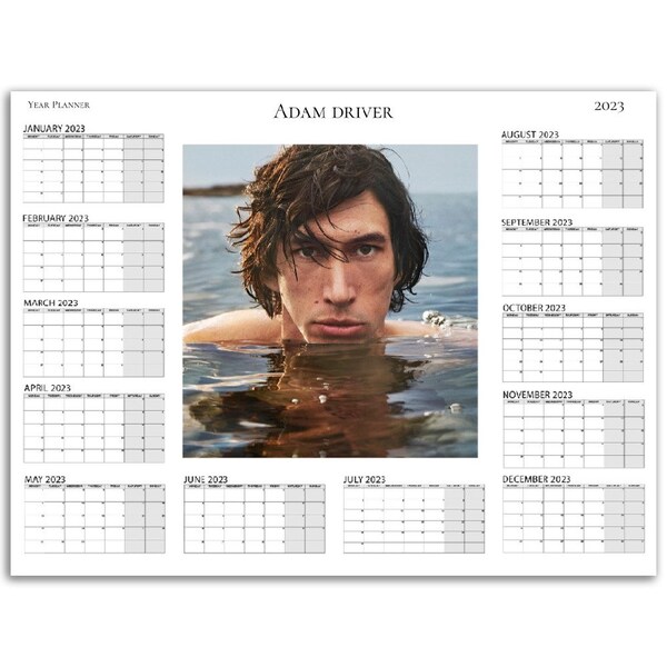 Adam Driver Calendar Etsy