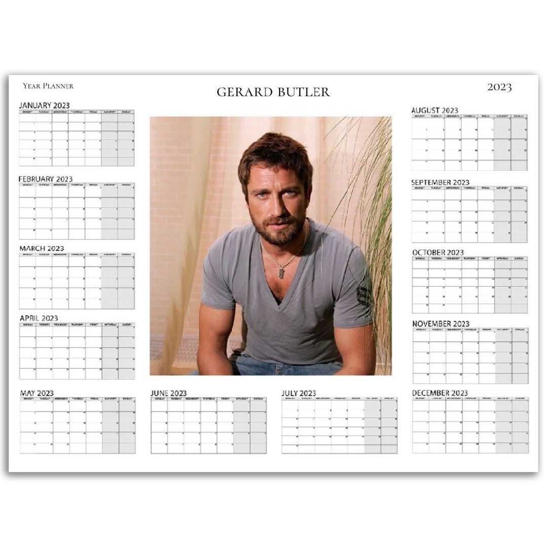 Gerard Butler Yearly Planner Calendar 2023/24 Personalised Large Sizes