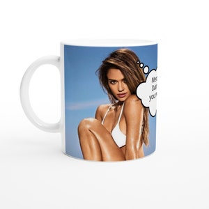 Jessica Alba | Thought Bubble | Personalised with your message | White 11oz Ceramic Mug