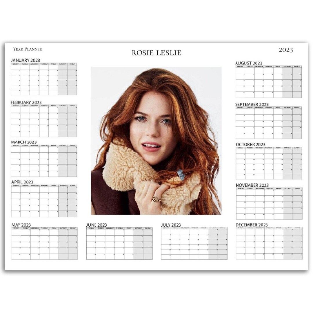 Rosie Leslie Yearly Planner Calendar 2023/24 Personalised Large Sizes