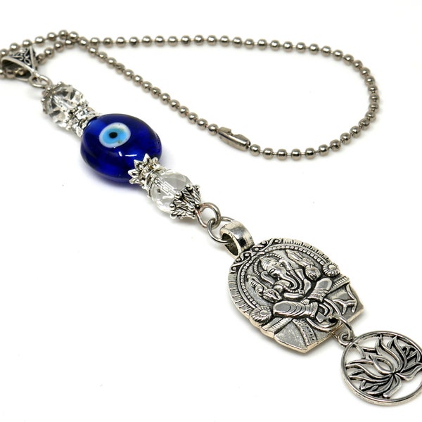 Lord Ganesha Evil Eye Protection Hanging for Home/Car/Office/Business, Namaste Gift for Good Luck