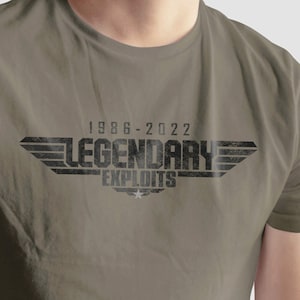 Aviation fan t-shirt with double side print for aircraft and Maverick enthusiast featuring US Navy F-18 Super Hornet or F-14 Tomcat