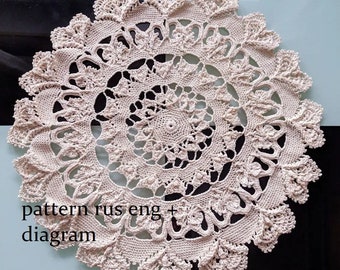PATTERN for crochet doily Lavlin in rus and eng text with diagram