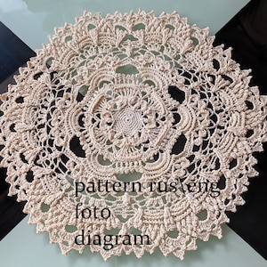 PATTERN for a textured crochet doily Crocus 2  rus\eng text + foto + diagram