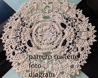 PATTERN for a textured crochet doily Crocus 2  rus\eng text + foto + diagram