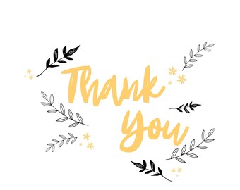 Tarjeta imprimible / Gracias / Hojas / Floral / Amistad / BFF / Amarillo / Tarjeta de agradecimiento / Tarjeta en blanco / Amigos / Descarga instantánea