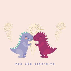 Printable Card | Valentine&#39;s Day | Dinosaur | Anniversary | Blank Card | Love | Dinomite | Instant Download
