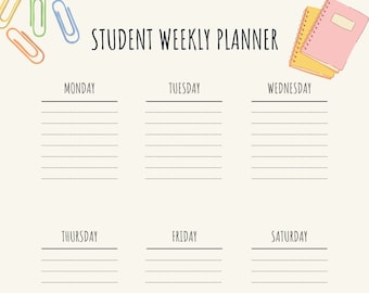 Printable Schedule | Calendar | Primary School | Elementary School | Agenda | School Books | Blank Schedule | First | Instant Download