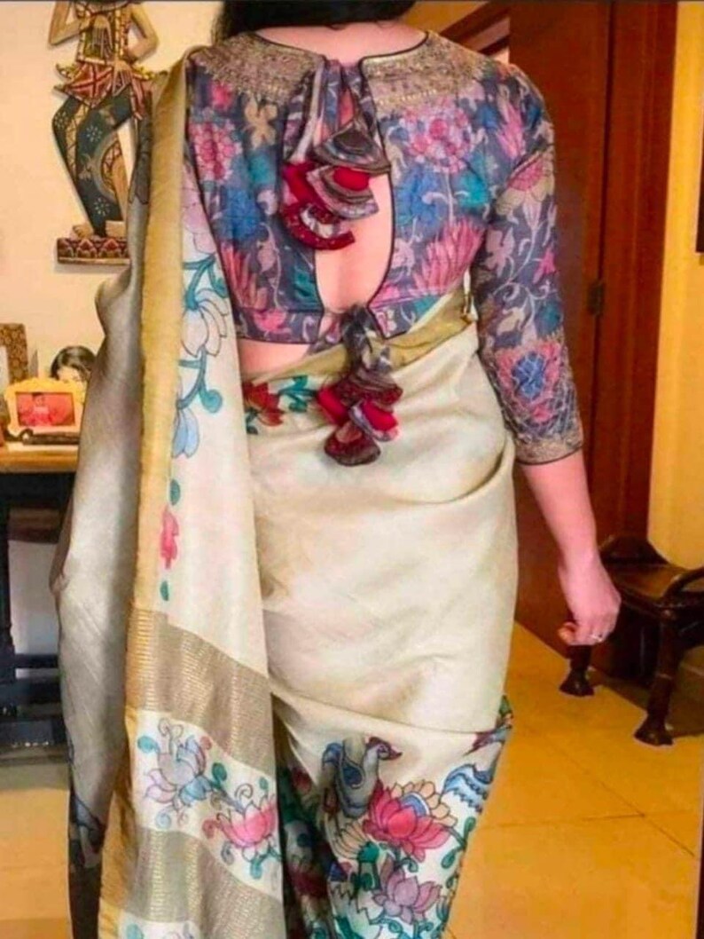 Pure Tussar Munga Silk Saree with Hand-Painted Kalamkari – Silkmark Certified