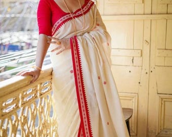 Blue - Bengal Handwoven Cotton Begumpuri Saree 23 main image 1