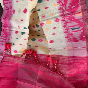 Handloom Dhakai Jamdani Saree from Bangladesh ||  Jamdani Half Silk Saree || Boishakh sari||Original Dhakai Jamdani ||SareeshipsfromUSA||