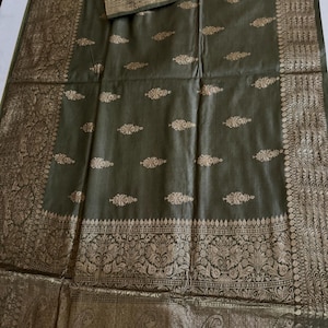 Pure Munga  Tussar Silk Saree light Gray with Banarasi borders,Muga Tussar silk sari,silk sarees, party wear, wedding wear saree, sarees USA