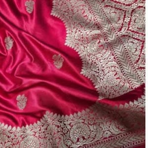 Pure Mashru Banarasi Silk Saree with Blouse piece || Red pure Mashru Katan  silk Saree || party wear sare|| sarees USA