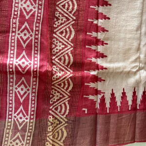 Nomad Color Pure Tussar Saree All Over Hand Block with Blouse