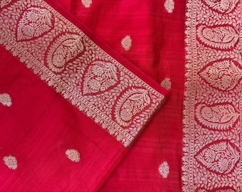 Handloom pure matka silk saree red with Zari weaving border and blouse piece,Handwoven light weight soft matka silk sari for women USA