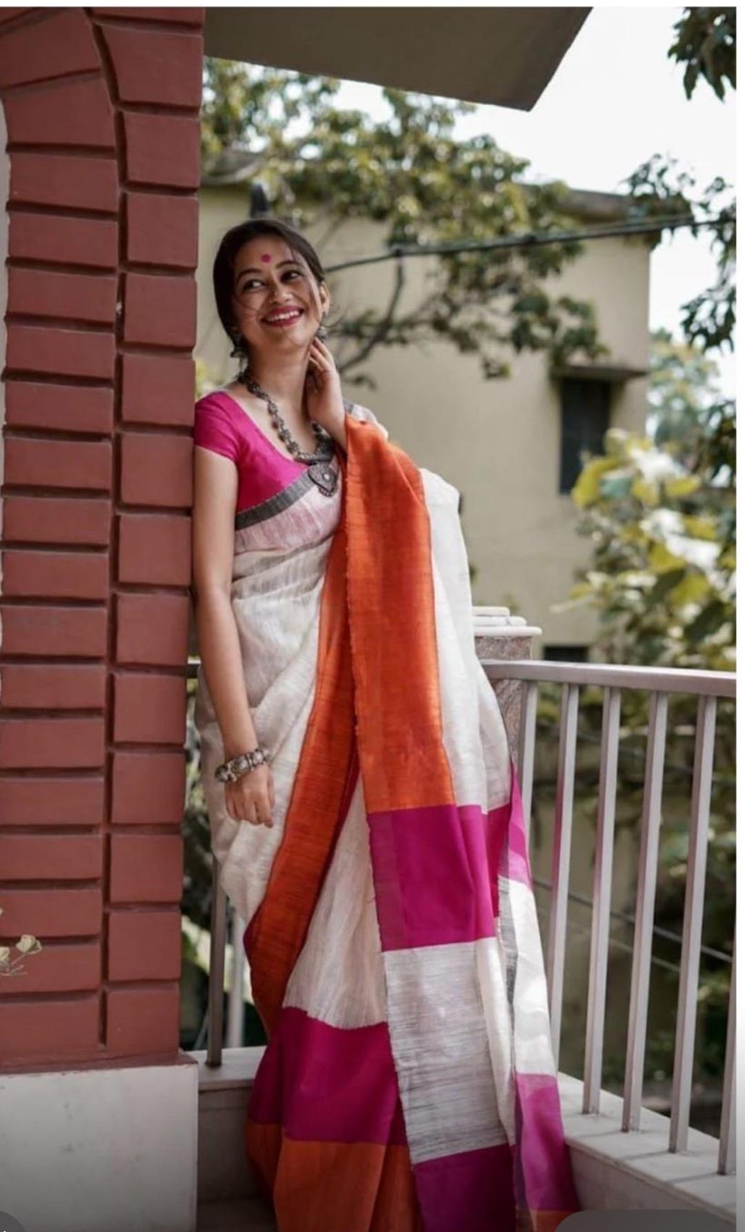 Purple - Bengal Handwoven Cotton Begumpuri Saree 30 main image 1